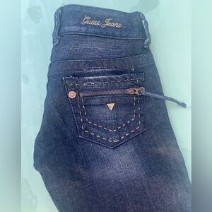 GUESS DAREDEVIL with zippers in legs and pockets Dark Indigo Denim Jeans size 24
